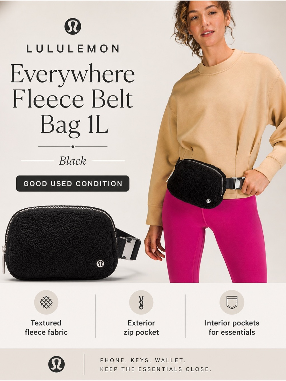 lululemon athletica 1L Everywhere Fleece Belt Bag - Black